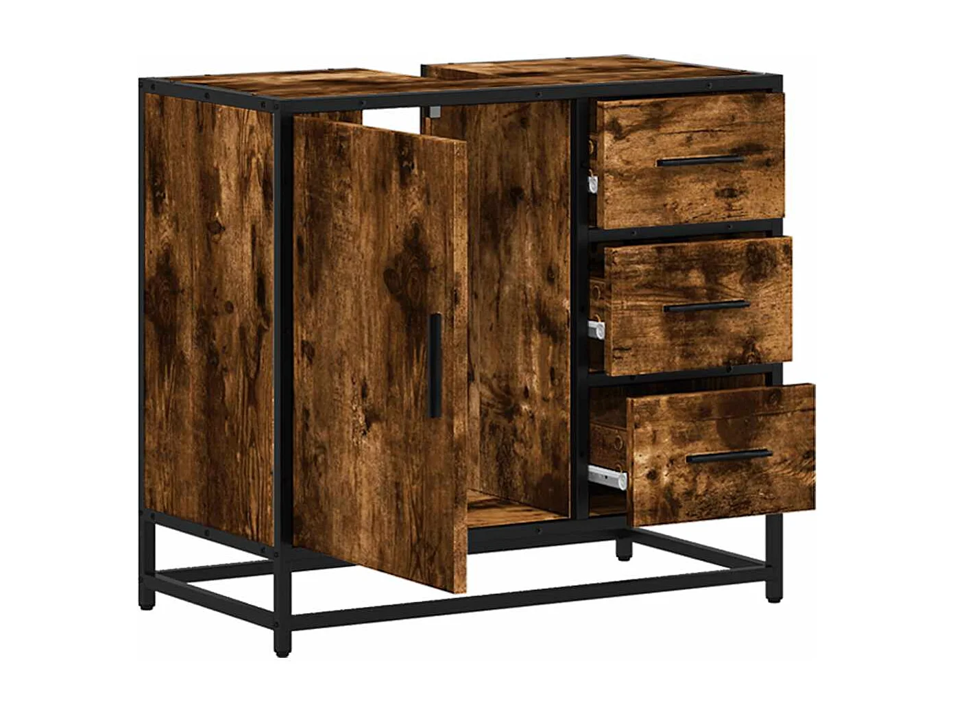 Armoire de lavabo de salle de bain chêne fumé 65x33x60 cm