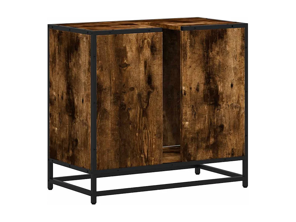 Armoire de lavabo de salle de bain chêne fumé 65x33x60 cm