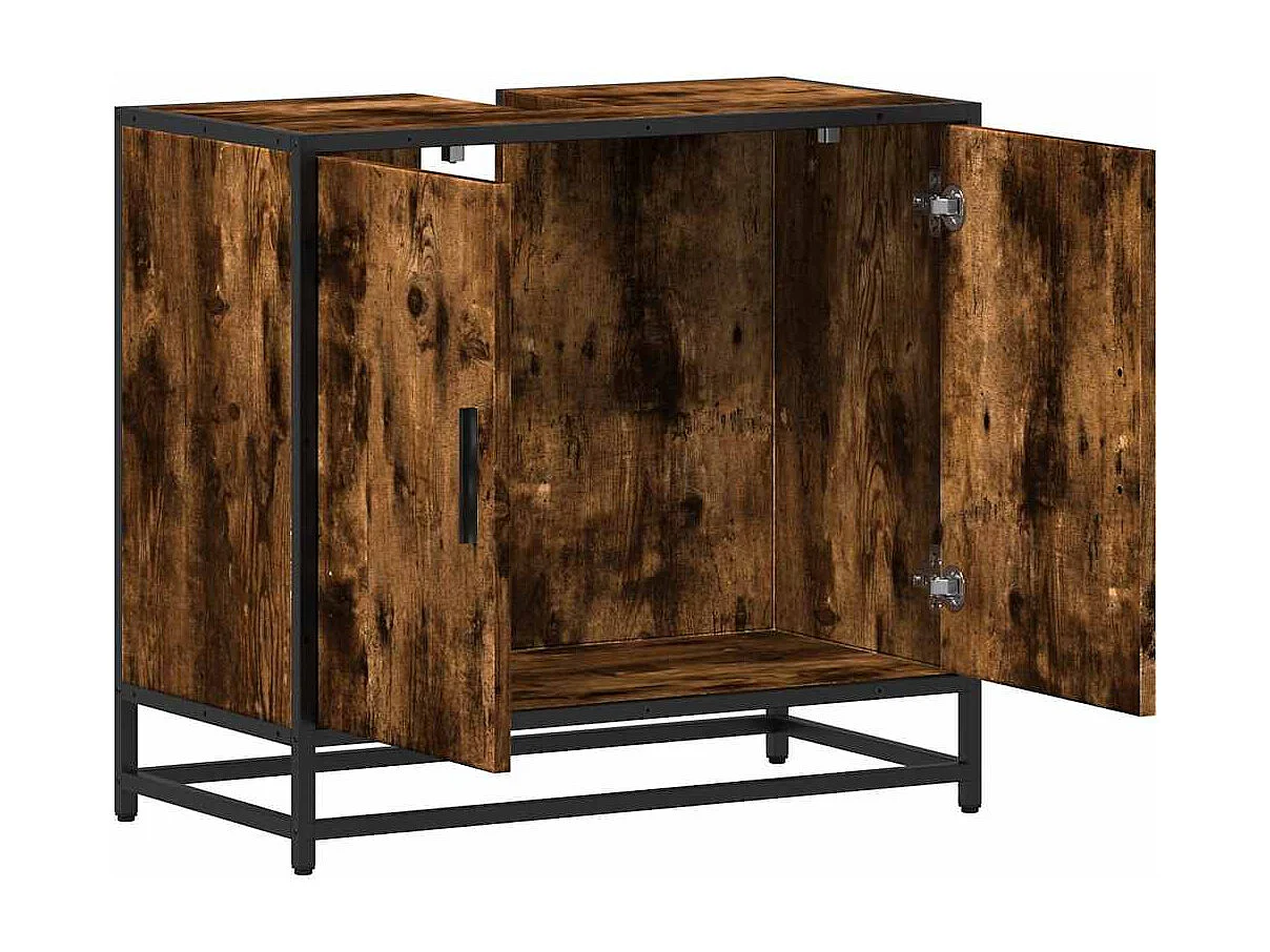 Armoire de lavabo de salle de bain chêne fumé 65x33x60 cm