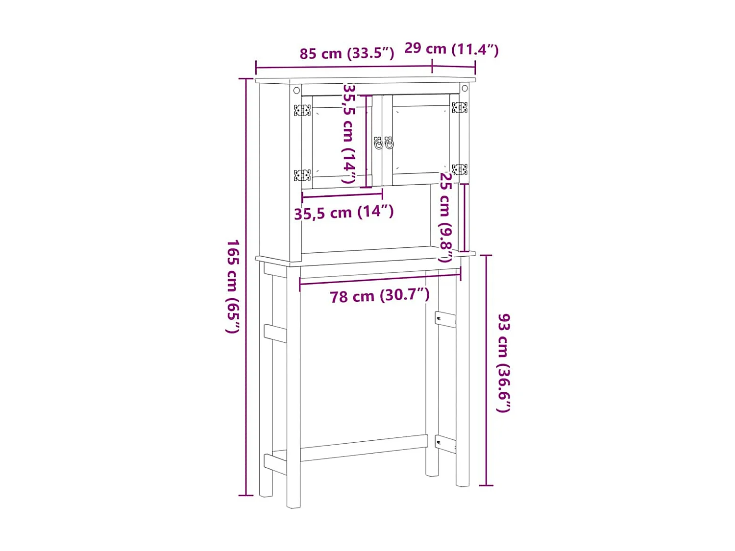 Corona Badezimmer-Waschmaschinenschrank aus massiver Kiefer