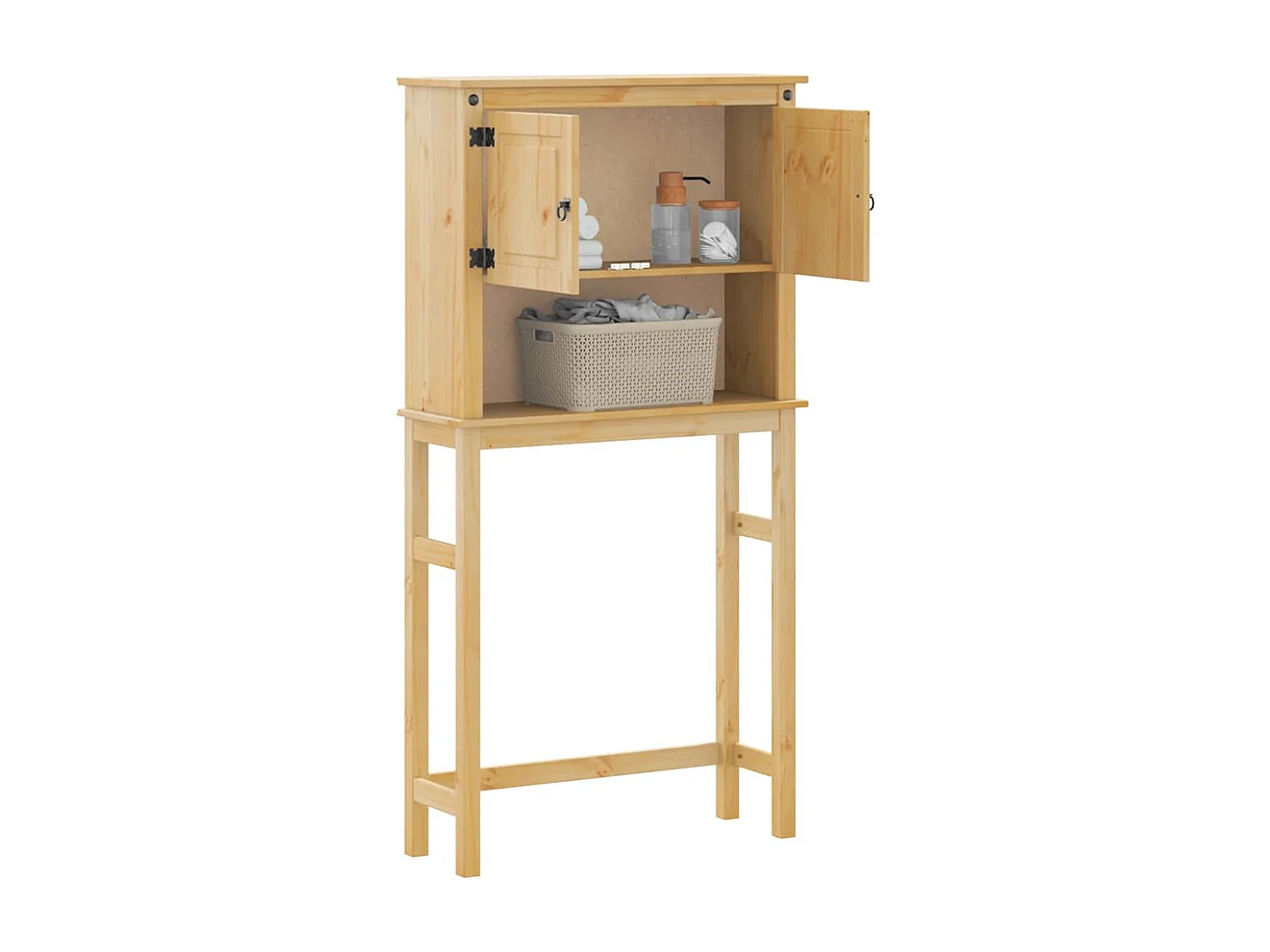 Mobiletto per lavatrice da bagno in pino massello Corona