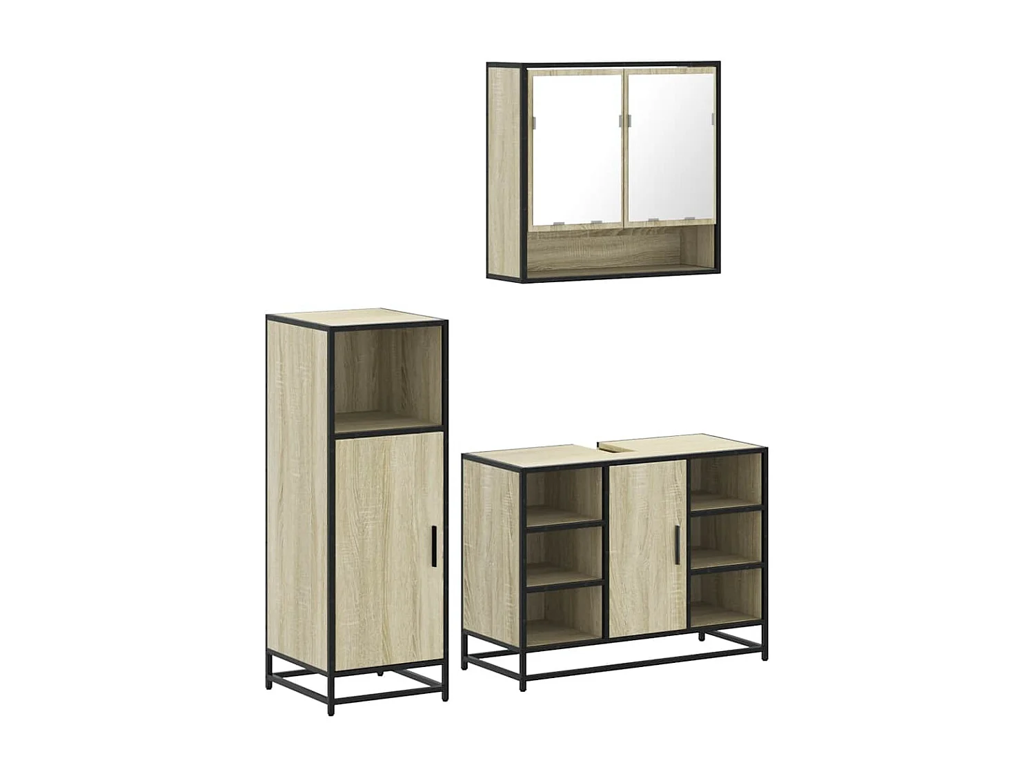 Ensemble de meubles de salle de bain 3 pcs chêne sonoma