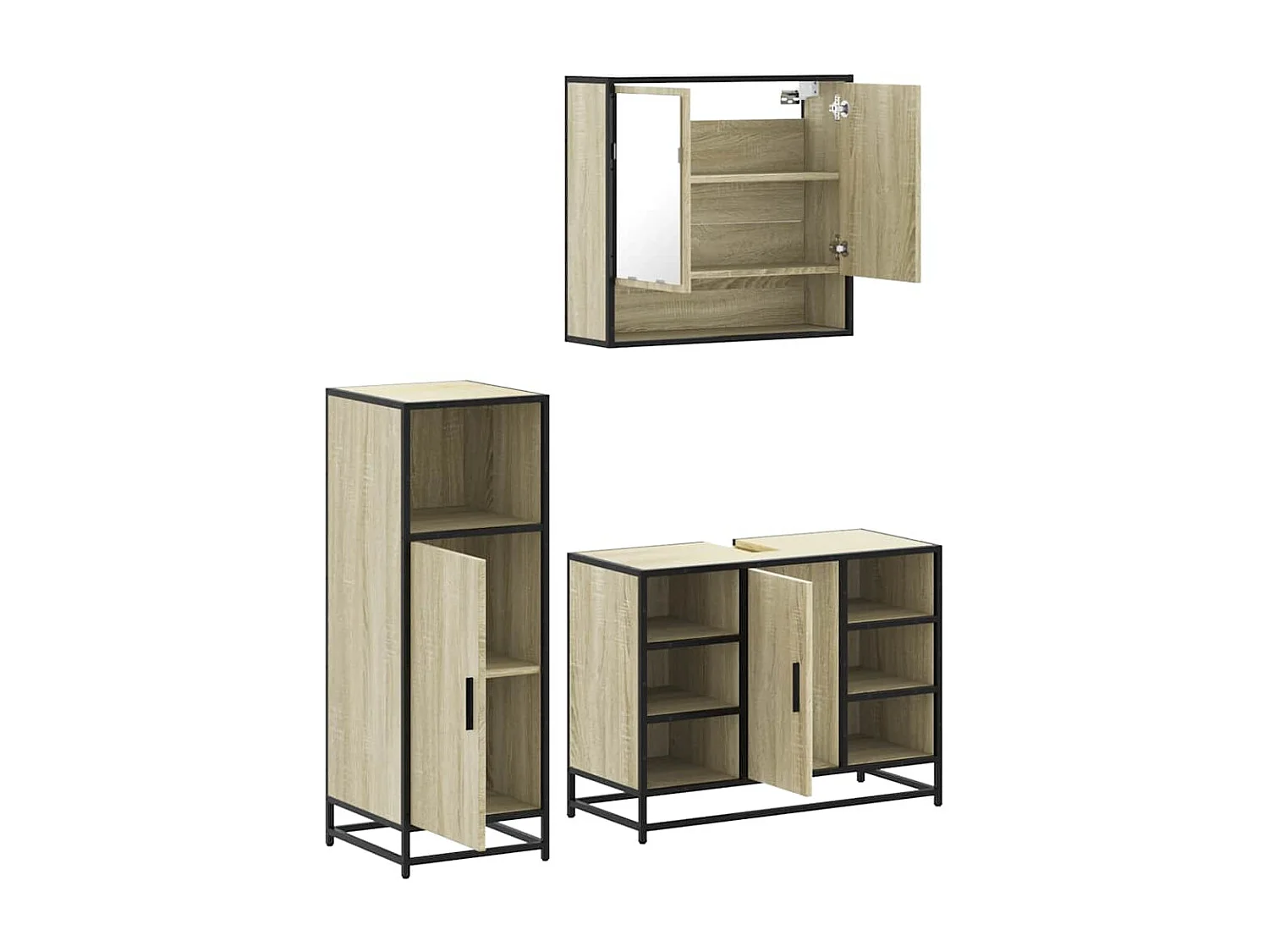 Ensemble de meubles de salle de bain 3 pcs chêne sonoma