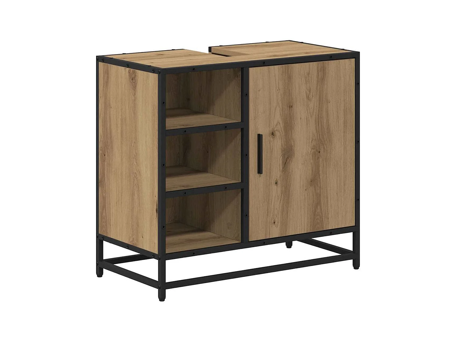 Badkamermeubel met plank, handgemaakt eikenhout