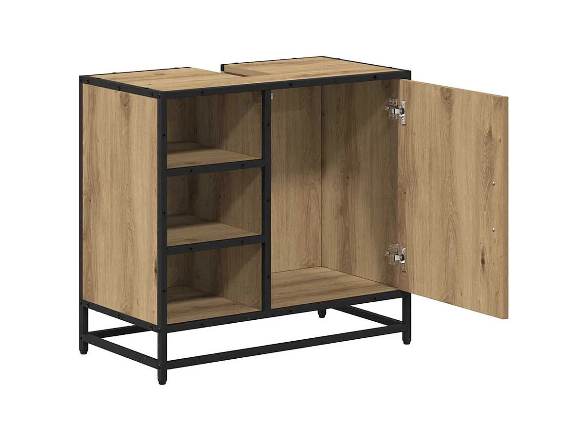 Badkamermeubel met plank, handgemaakt eikenhout