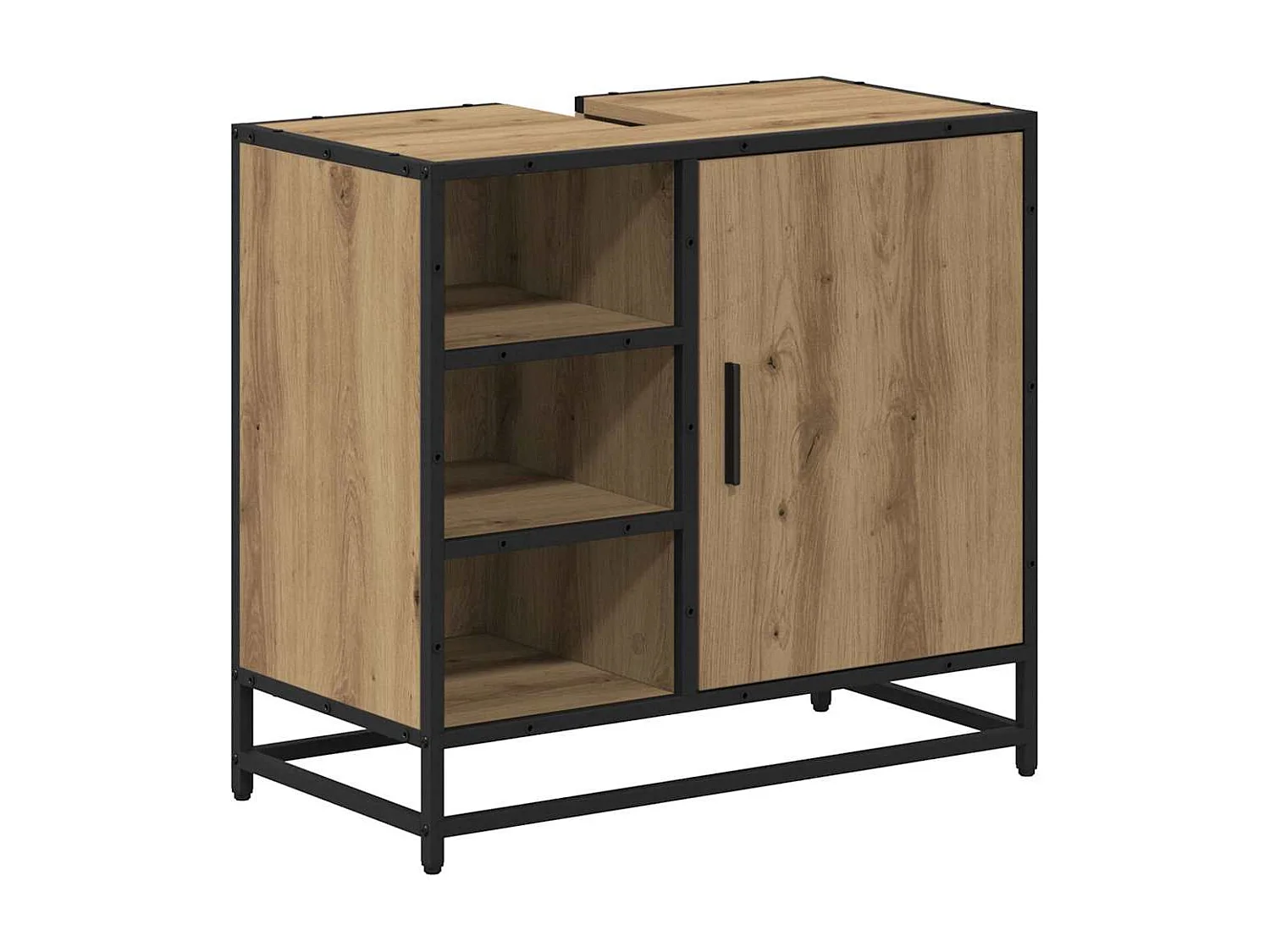 Meuble de Lavabo de Salle de Bain avec étagère chêne artisanal