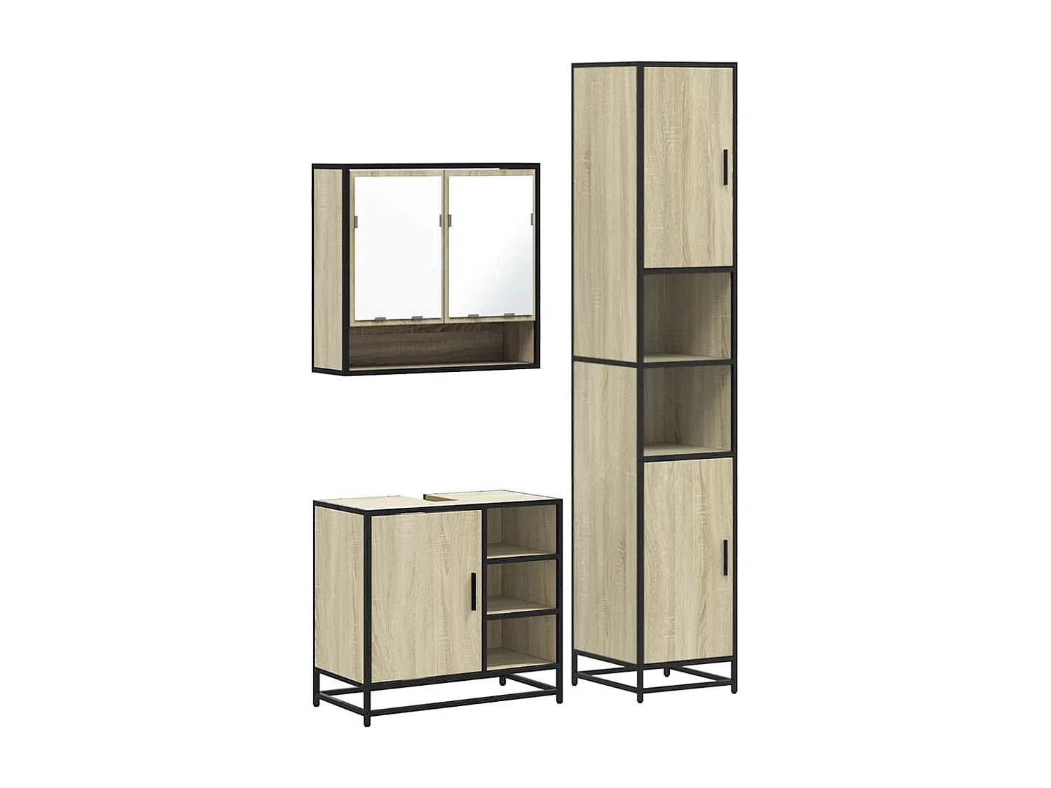 Ensemble de meubles de salle de bain 3 pcs chêne sonoma