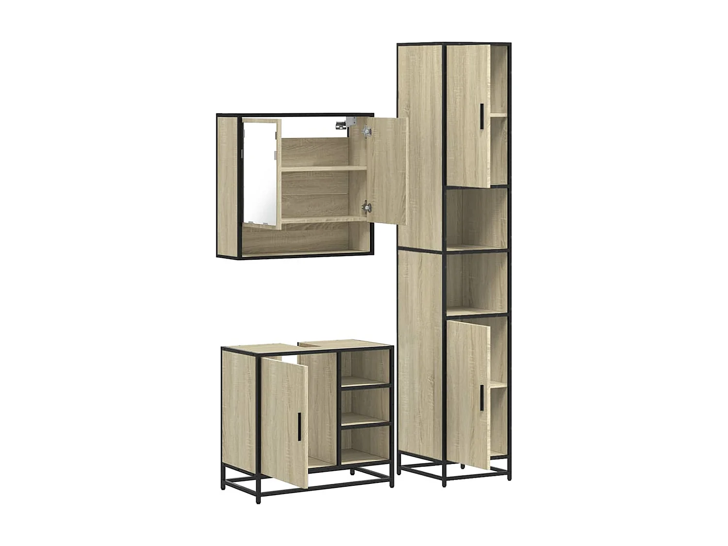 Ensemble de meubles de salle de bain 3 pcs chêne sonoma