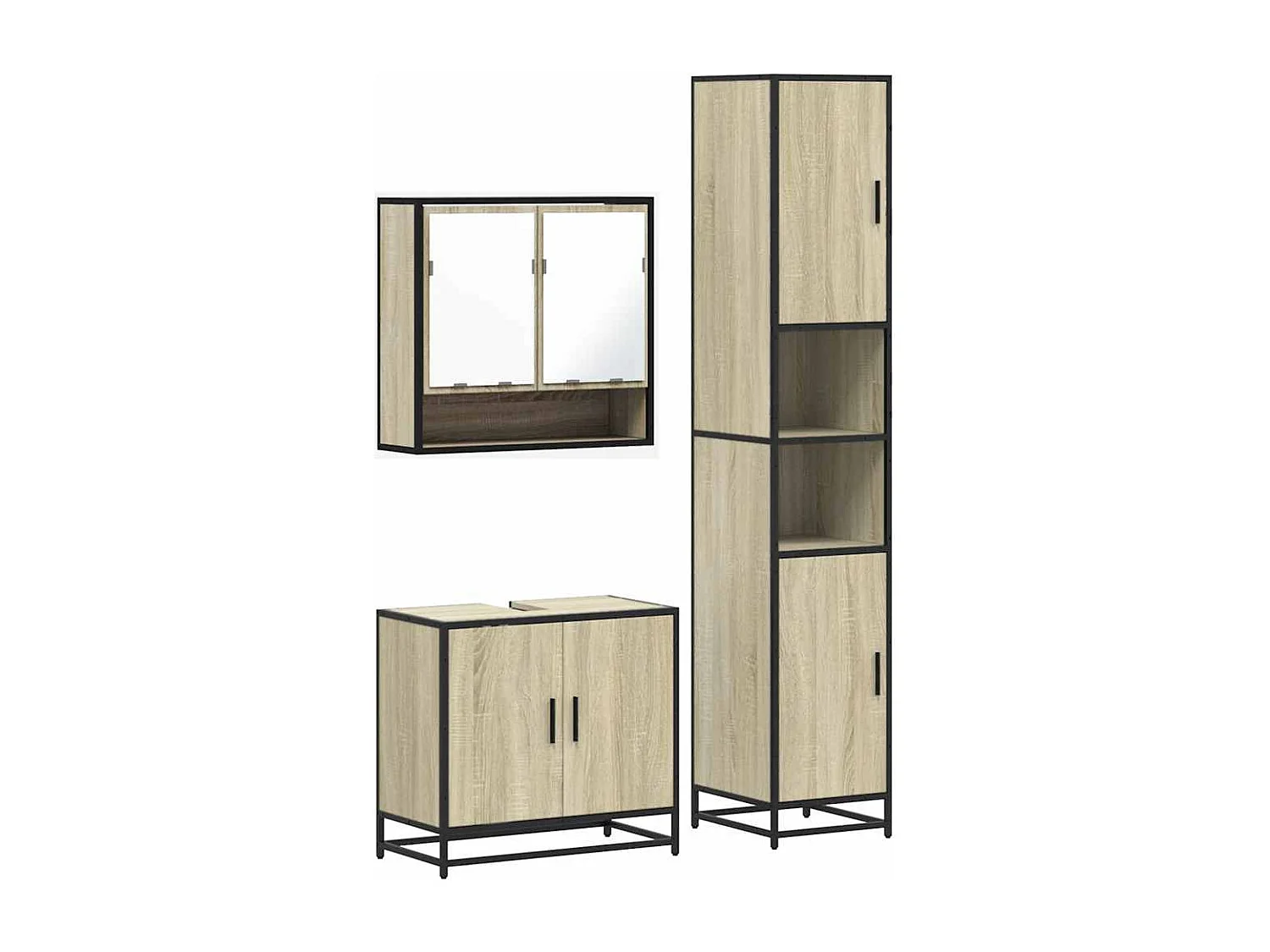 Ensemble de meubles de salle de bain 3 pcs chêne sonoma