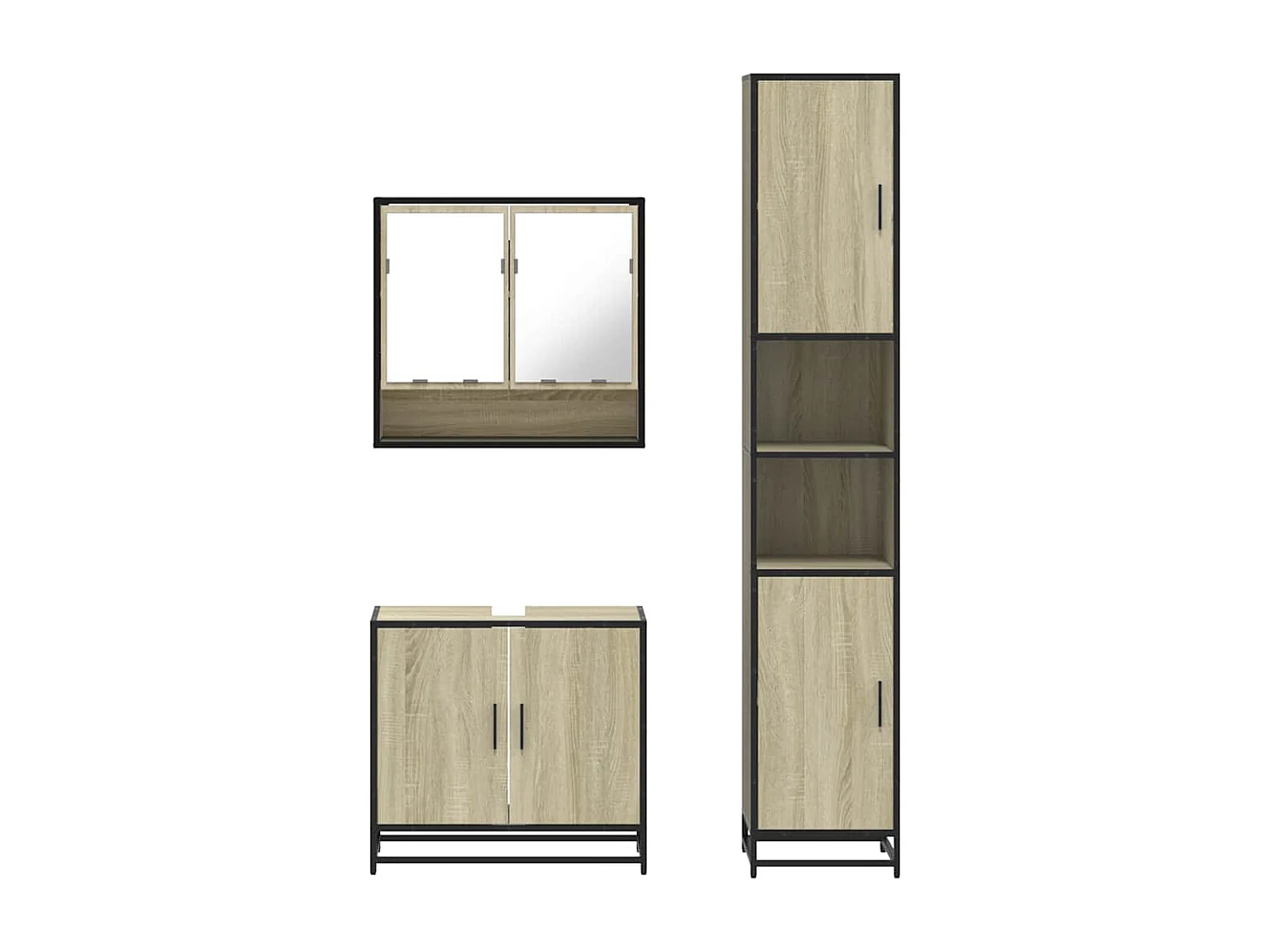 Ensemble de meubles de salle de bain 3 pcs chêne sonoma