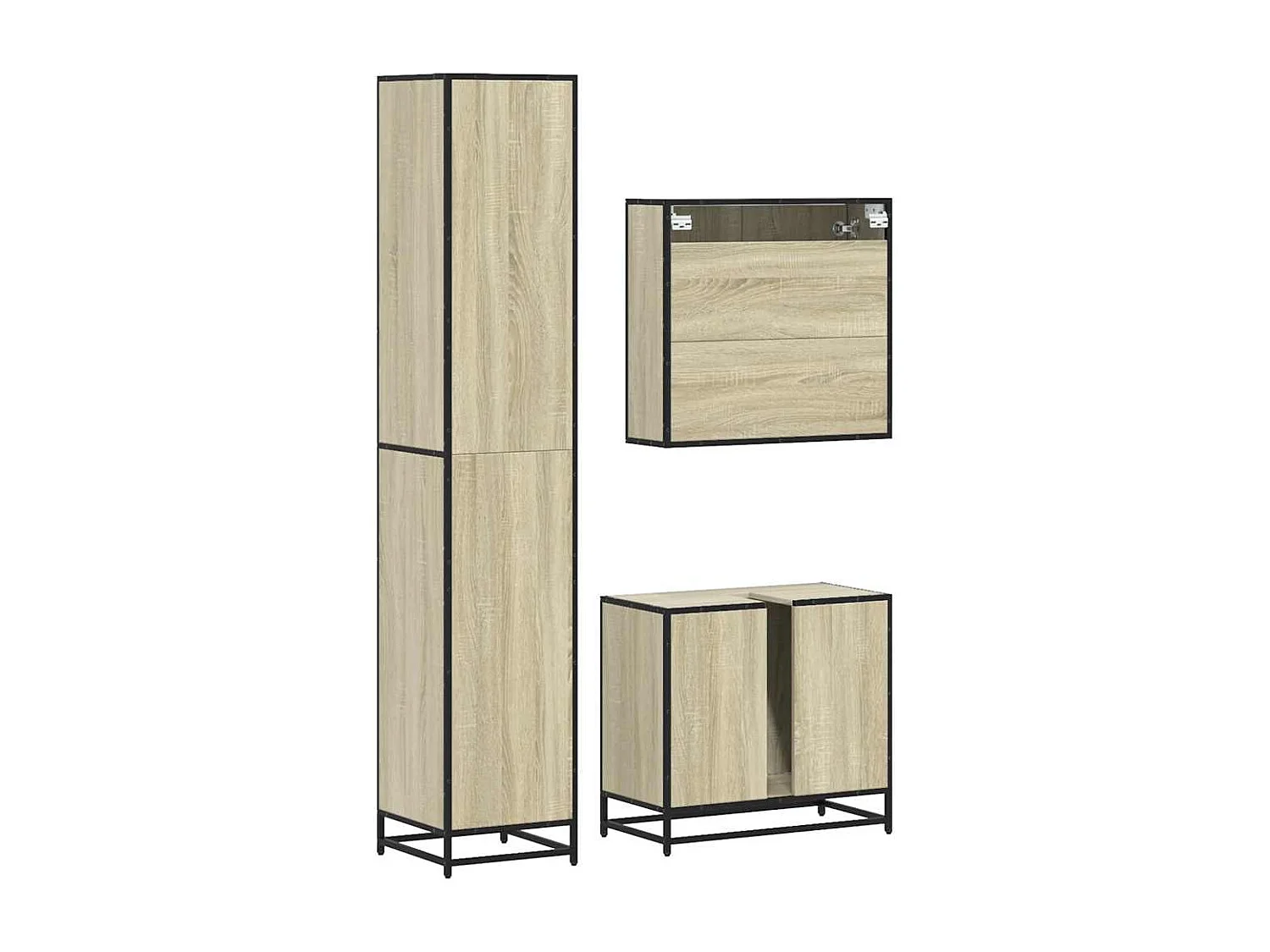 Ensemble de meubles de salle de bain 3 pcs chêne sonoma