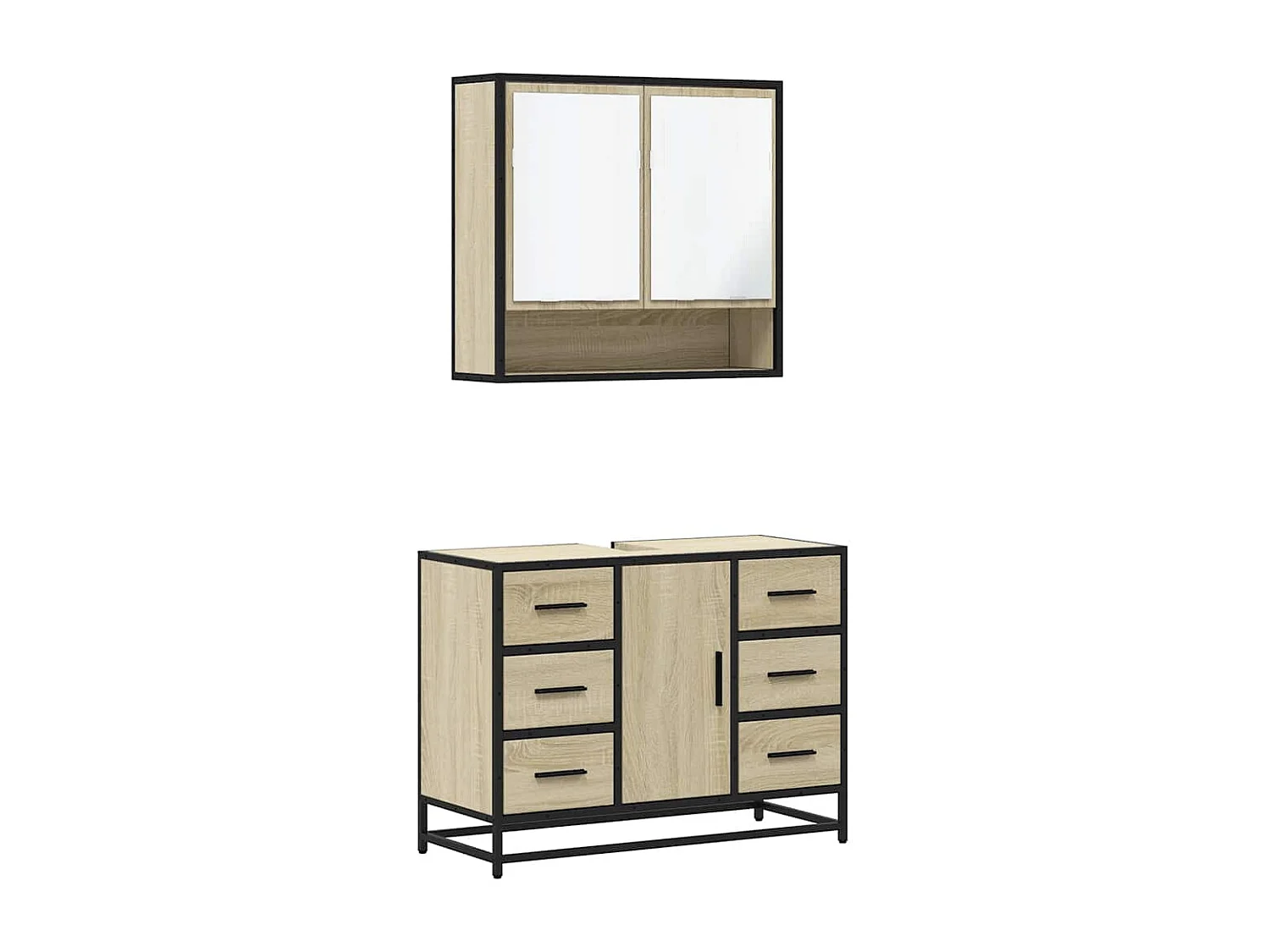 Ensemble de meubles de salle de bain 2 pcs chêne sonoma