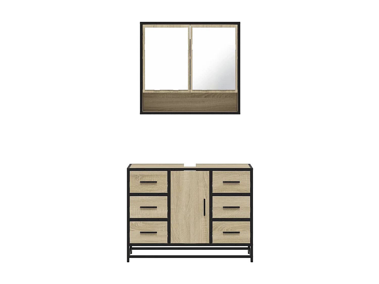 Ensemble de meubles de salle de bain 2 pcs chêne sonoma