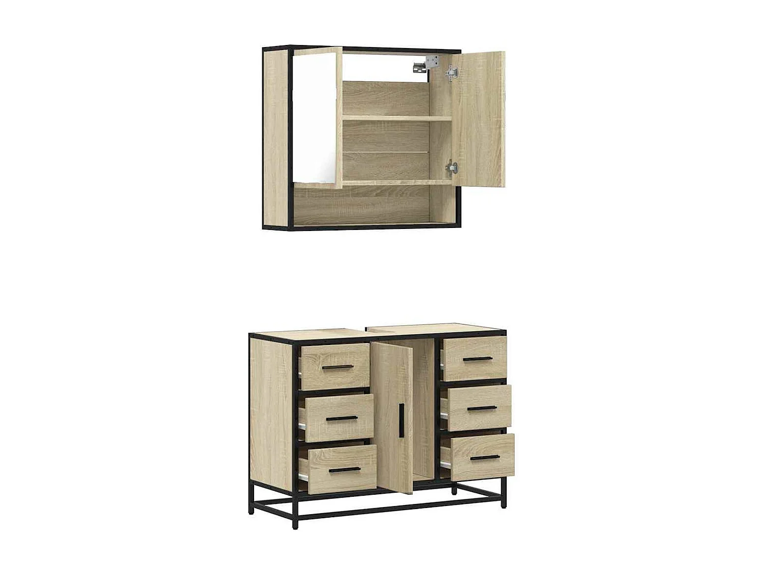 Ensemble de meubles de salle de bain 2 pcs chêne sonoma