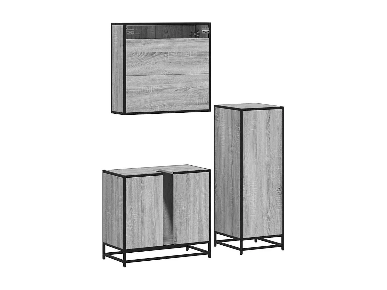 Ensemble de meubles de salle de bain 3 pcs Sonoma gris