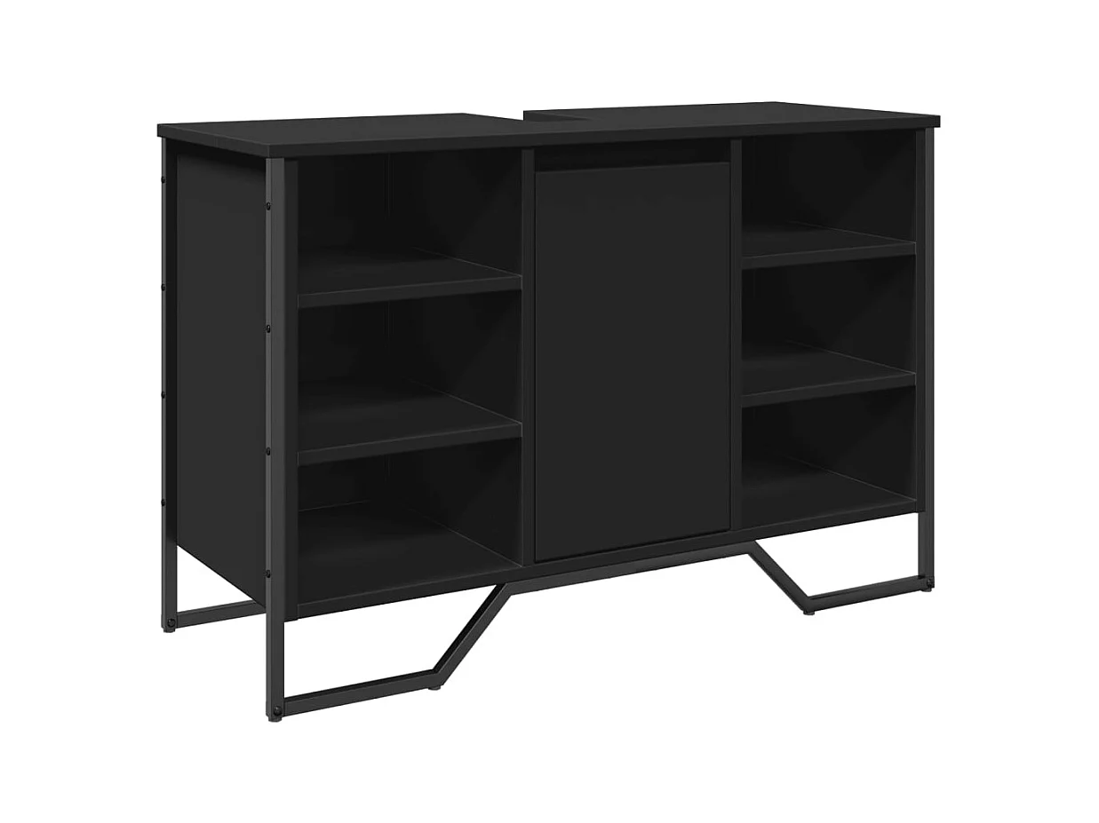 Armoire lavabo de salle de bain noir 91x35x60 cm