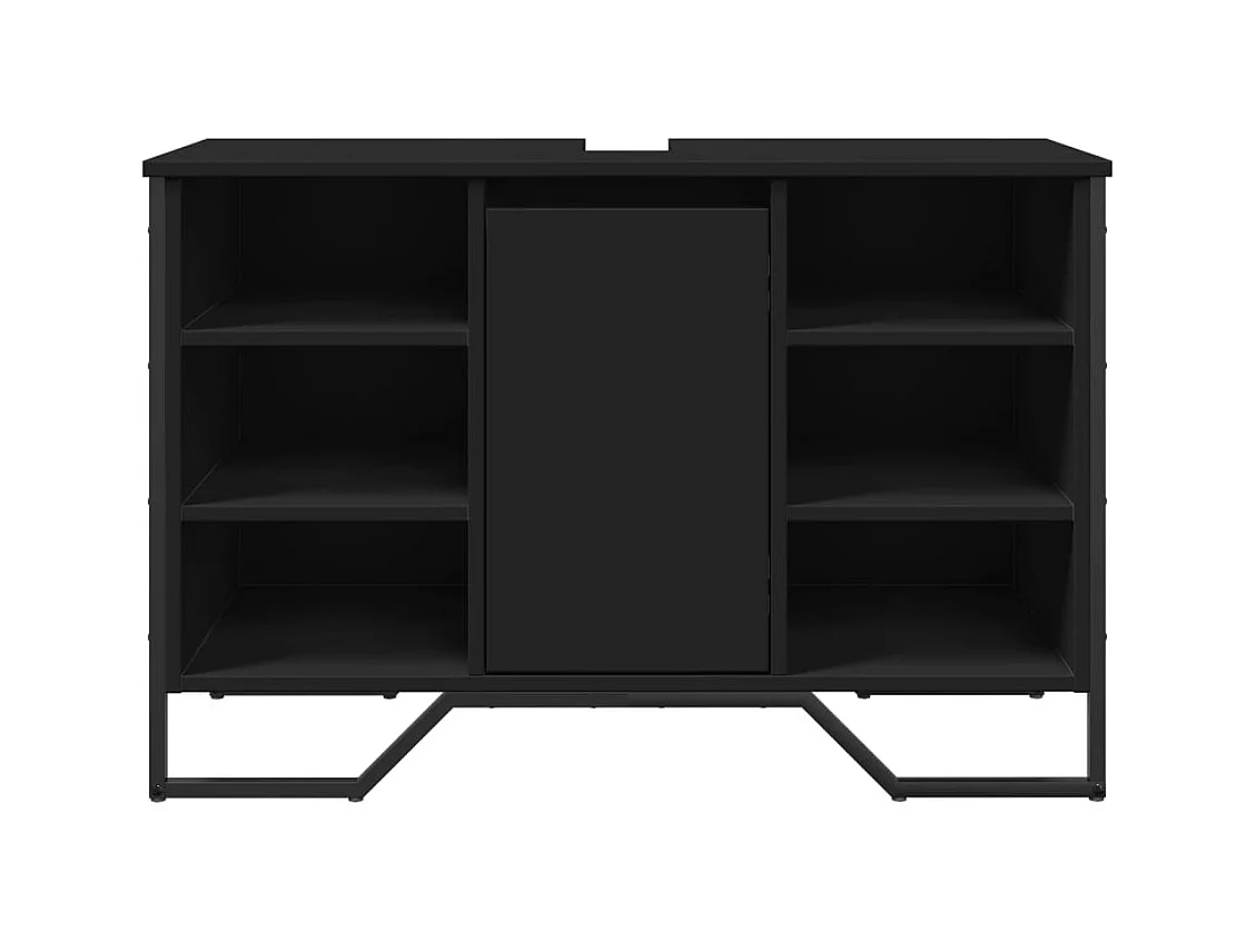 Armoire lavabo de salle de bain noir 91x35x60 cm