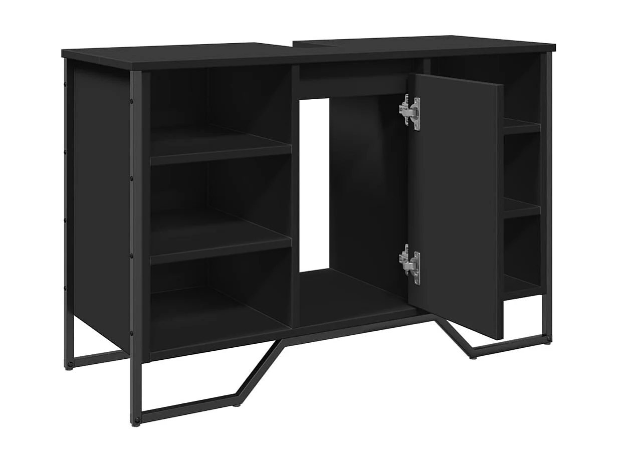 Armoire lavabo de salle de bain noir 91x35x60 cm