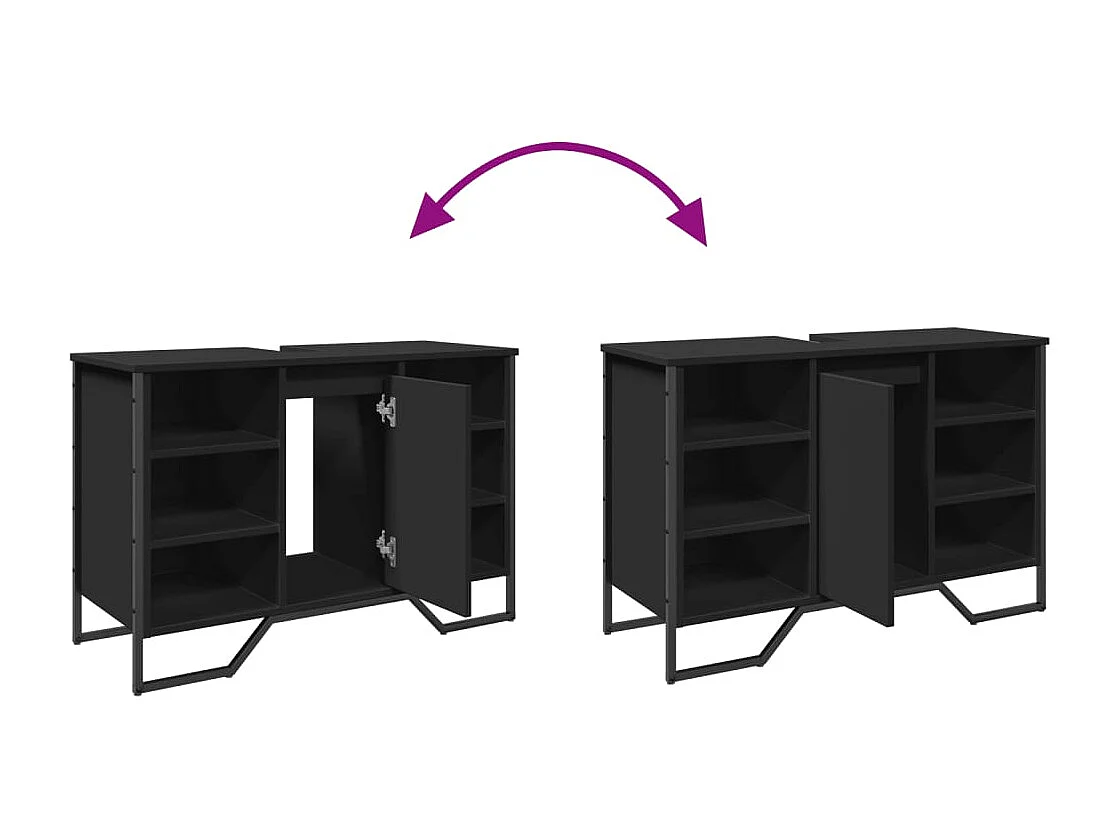 Mobile lavabo bagno nero 91x35x60 cm