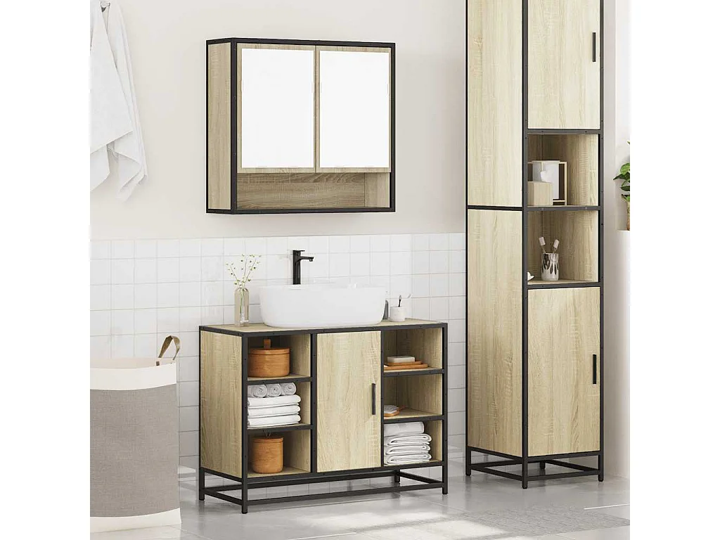 Ensemble de meubles de salle de bain 2 pcs chêne sonoma