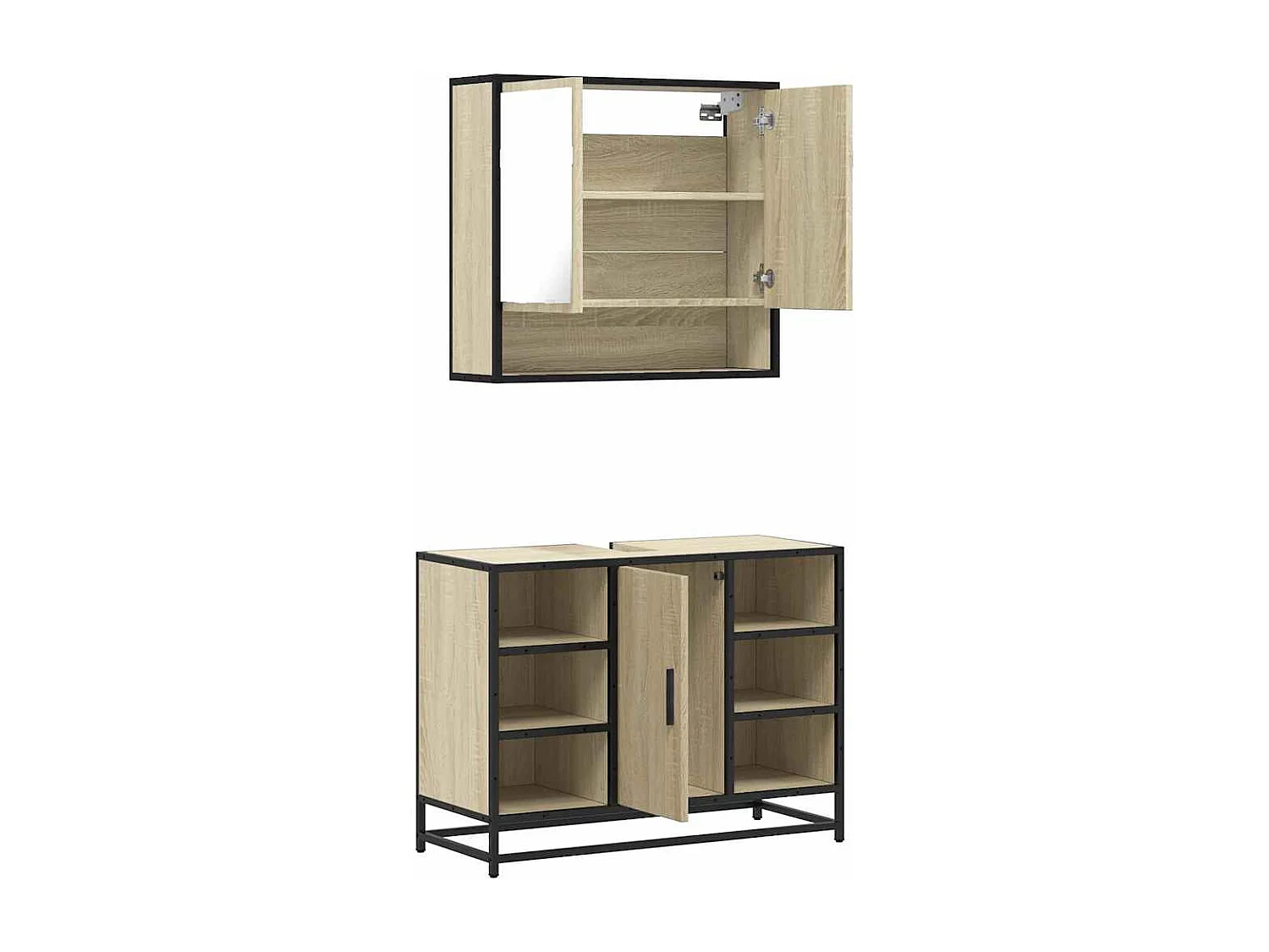 Ensemble de meubles de salle de bain 2 pcs chêne sonoma