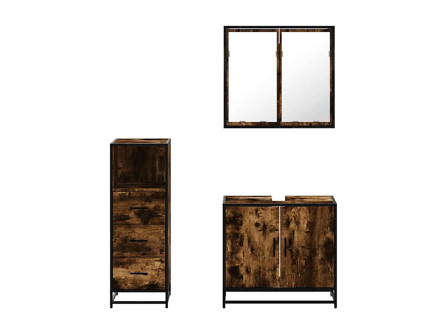 3-delige badkamermeubelset Gerookt Eiken