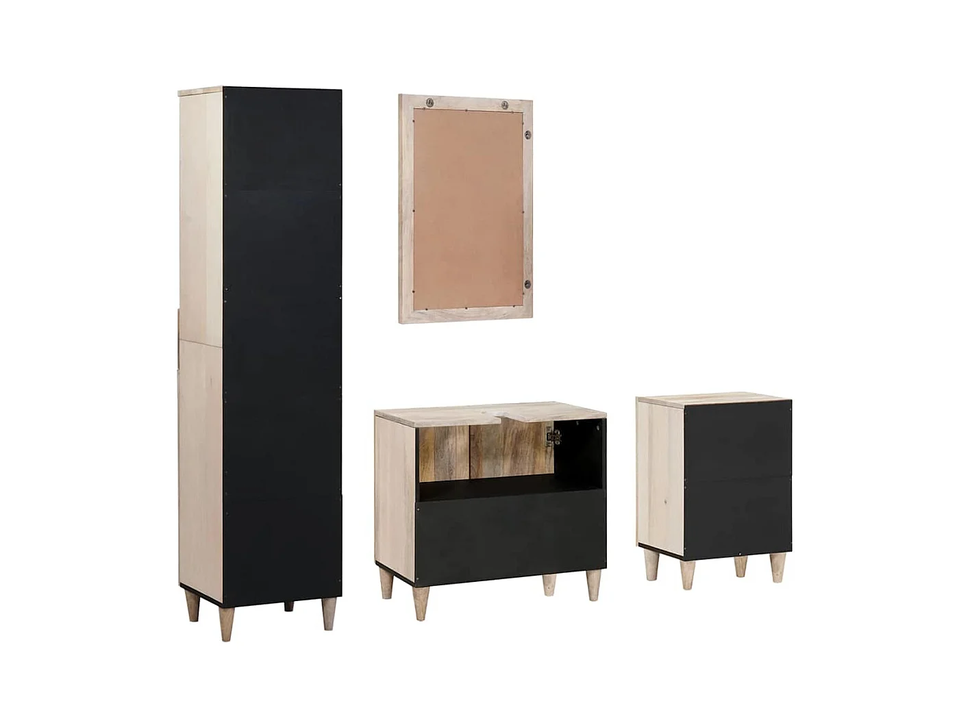 Ensemble de mobilier de salle de bain avec tiroir 4 pcs Blanc