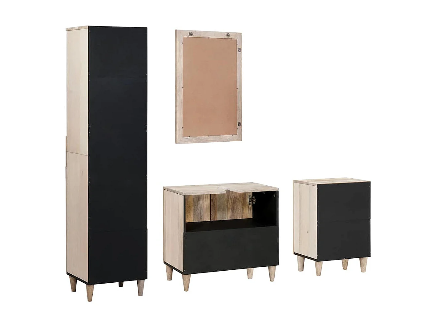 Conjunto de muebles de baño con cajón 4 piezas Blanco