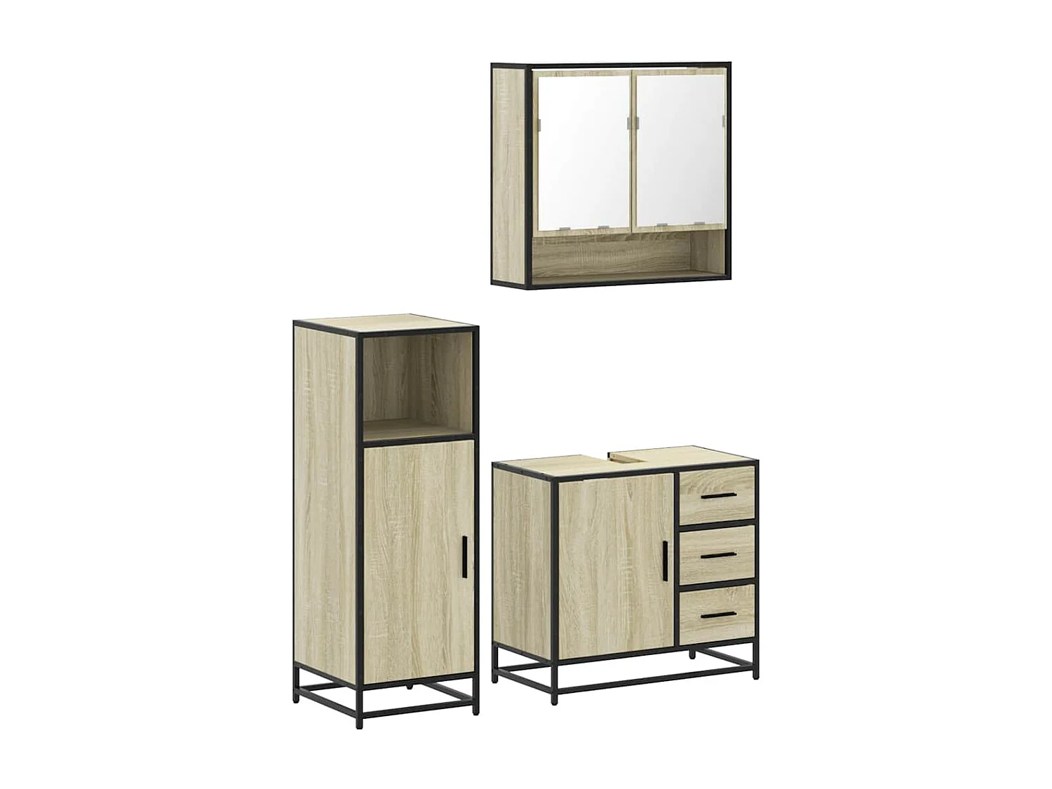 Ensemble de meubles de salle de bain 3 pcs chêne sonoma