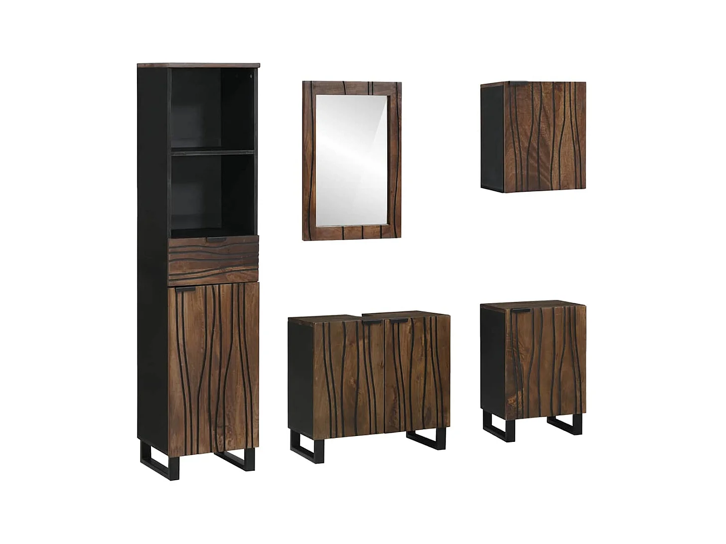 Ensemble de mobilier de salle de bain avec tiroir 5 pcs Blanc