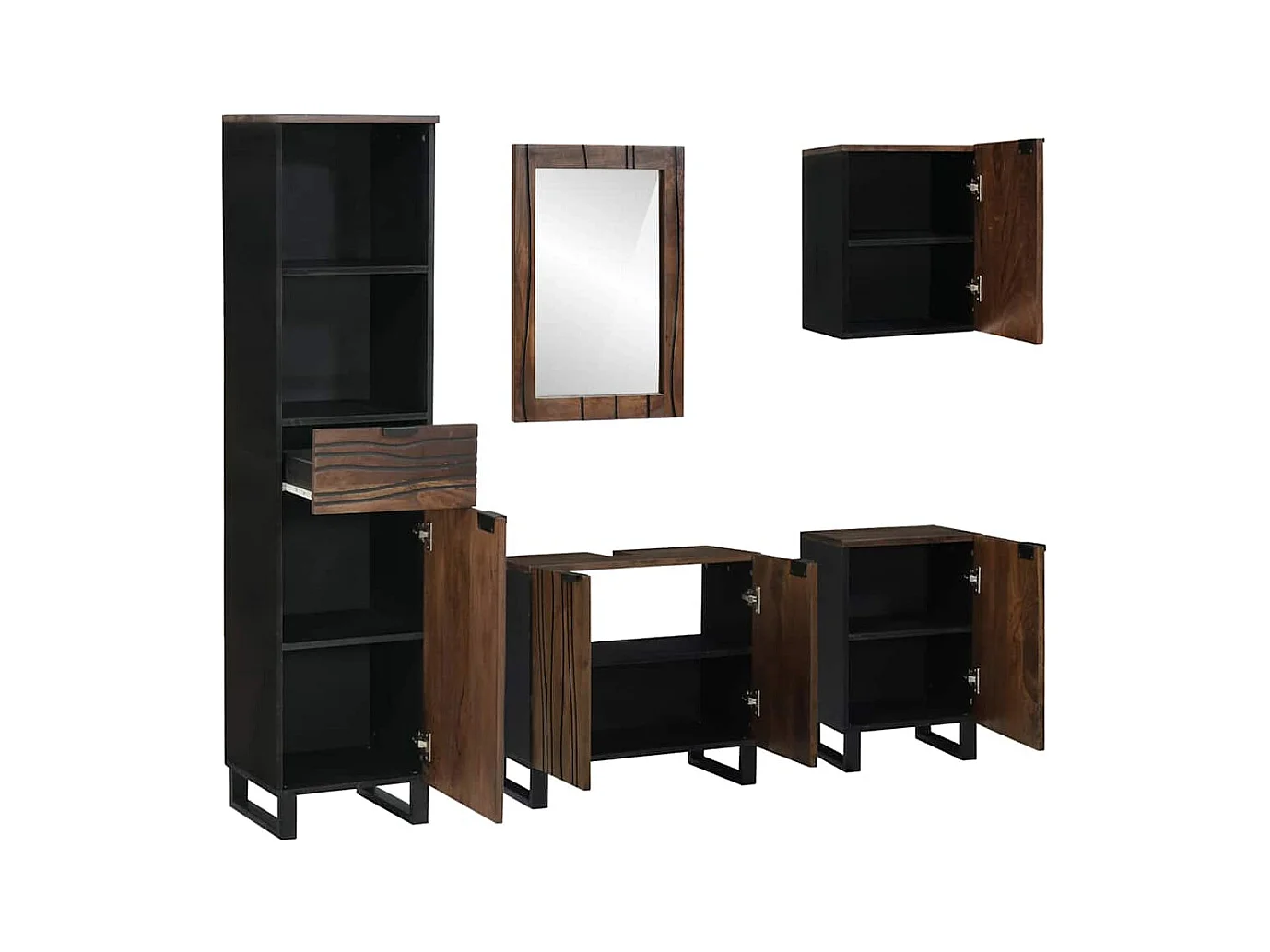 Ensemble de mobilier de salle de bain avec tiroir 5 pcs Blanc