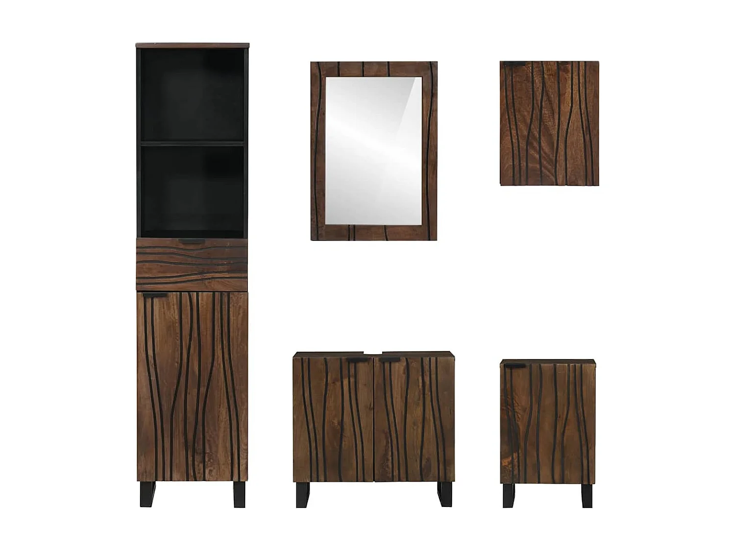 Ensemble de mobilier de salle de bain avec tiroir 5 pcs Blanc