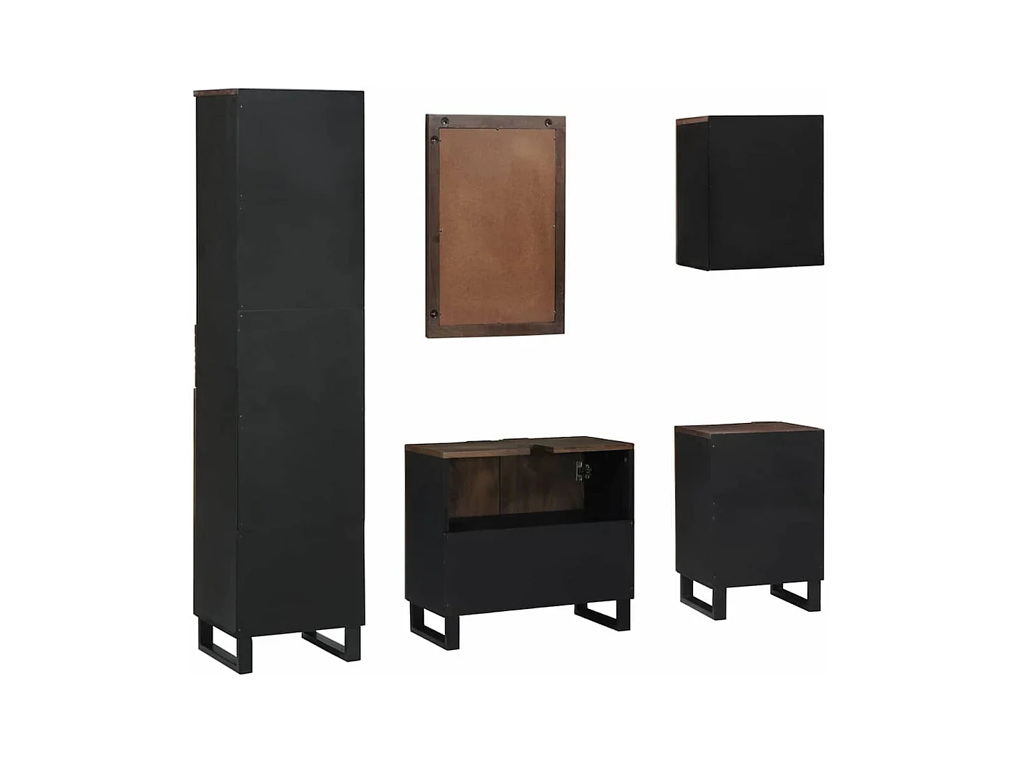 Ensemble de mobilier de salle de bain avec tiroir 5 pcs Blanc