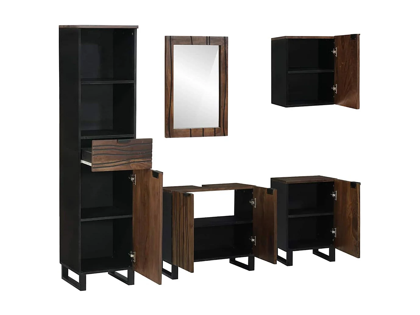 Conjunto de muebles de baño con cajón 5 piezas blanco