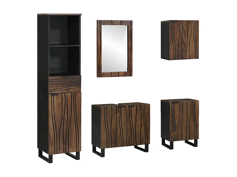 Ensemble de mobilier de salle de bain avec tiroir 5 pcs Blanc