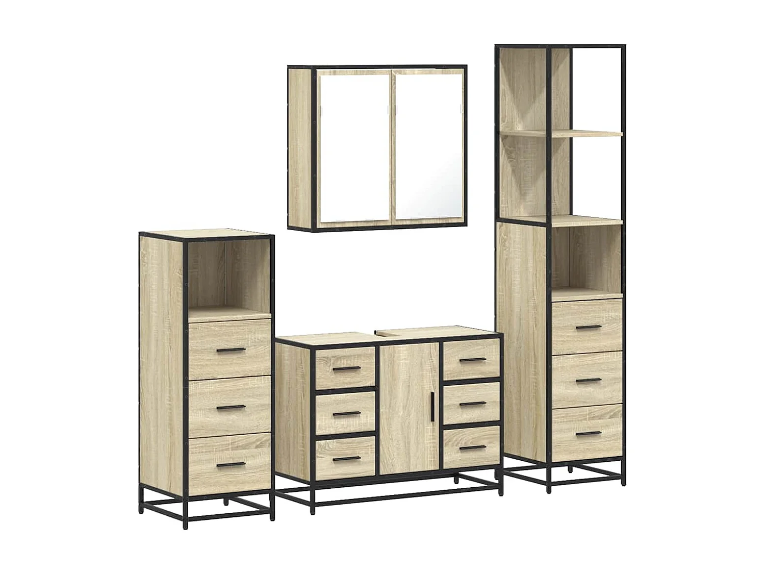 Ensemble de meubles de salle de bain 4 pcs chêne sonoma