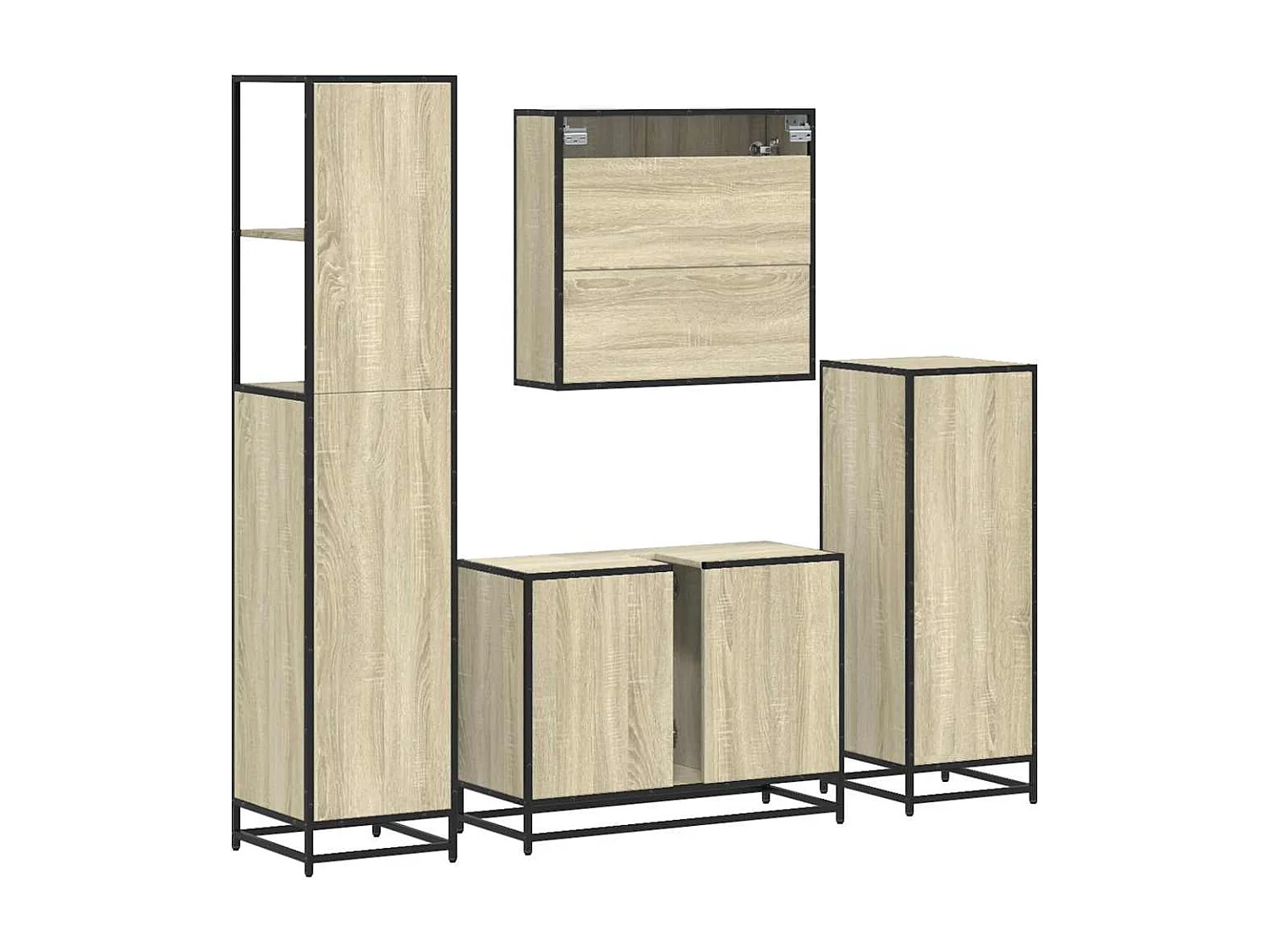 Ensemble de meubles de salle de bain 4 pcs chêne sonoma