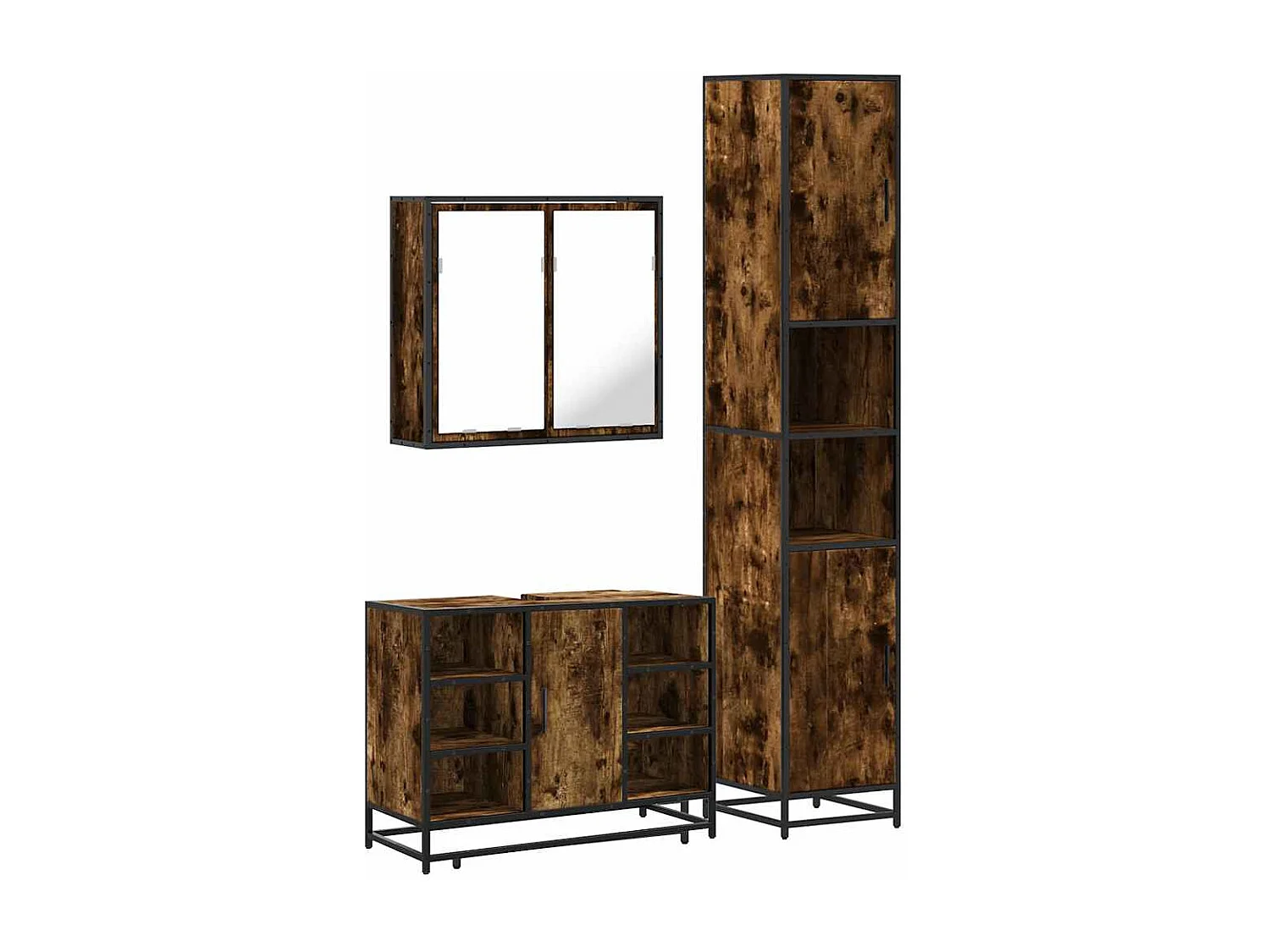 Ensemble de meubles de salle de bain 3 pcs Chêne fumé