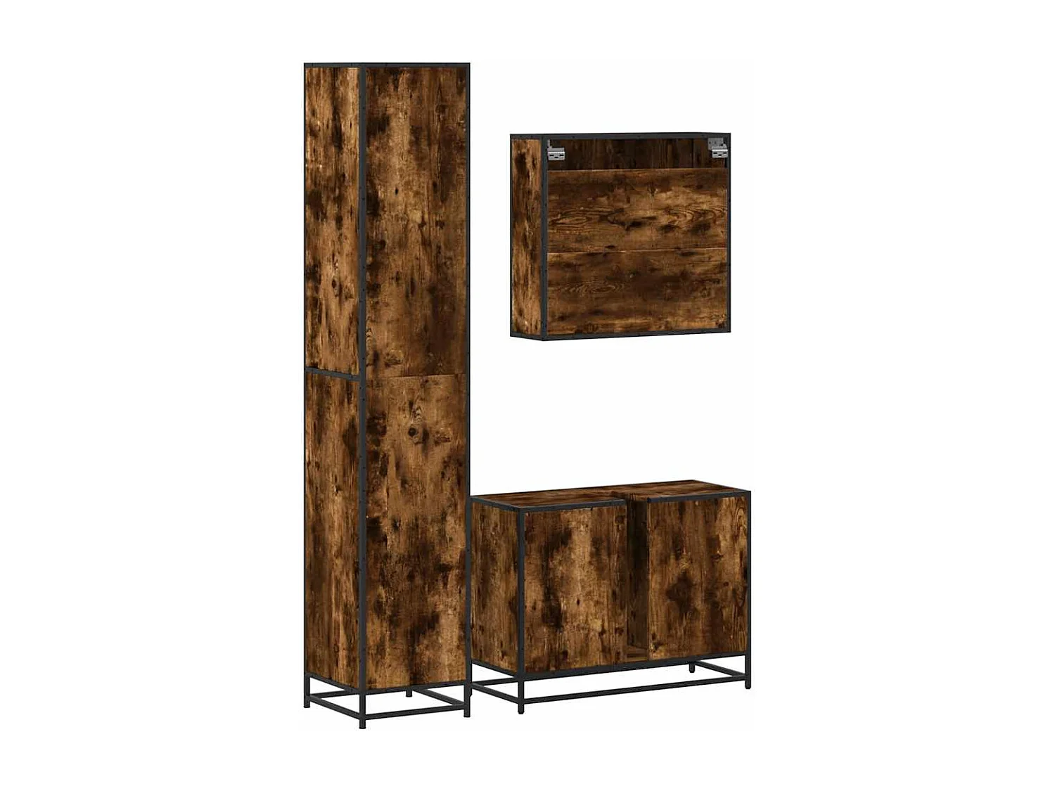 Ensemble de meubles de salle de bain 3 pcs Chêne fumé