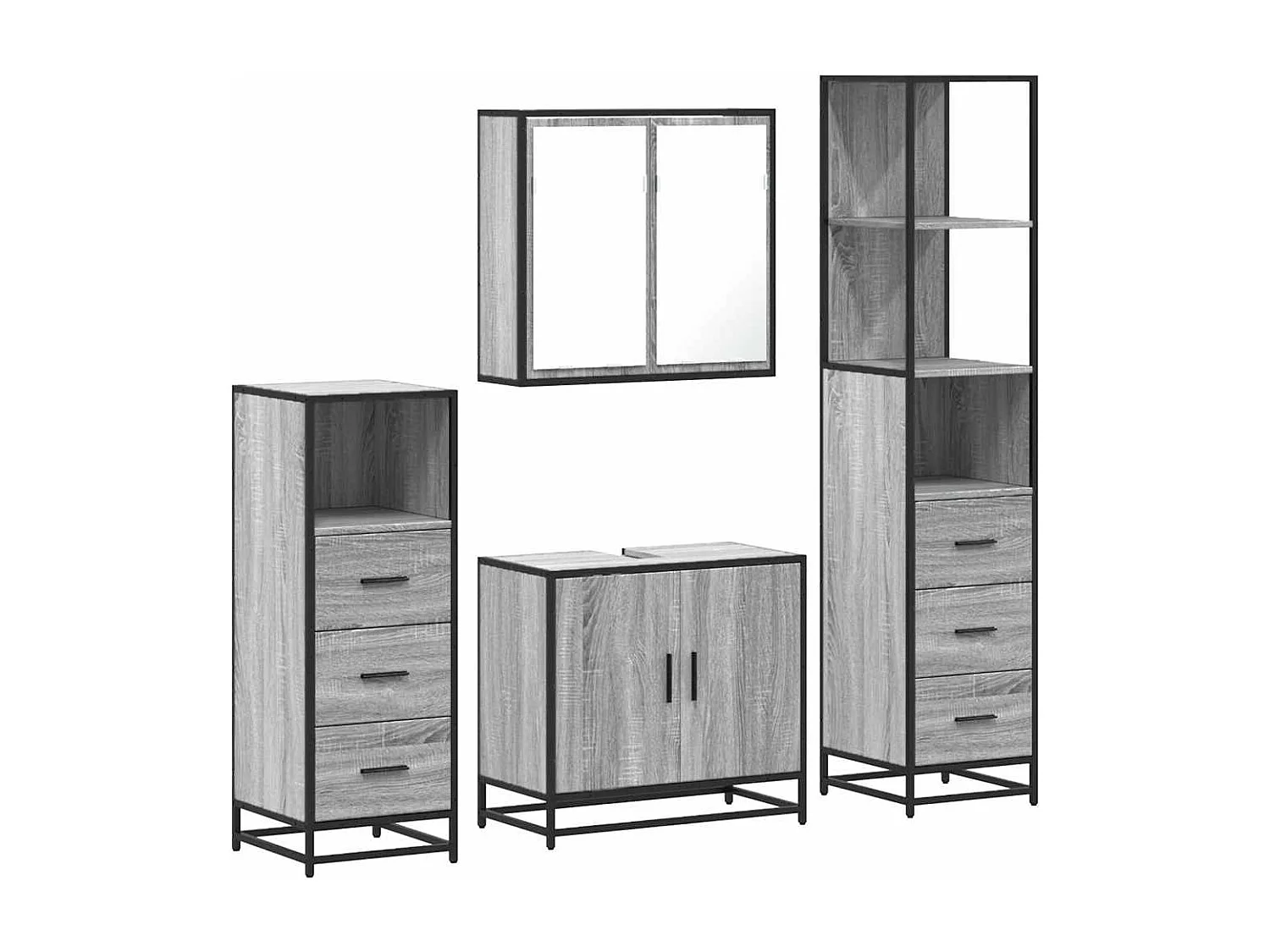 Ensemble de meubles de salle de bain 4 pcs sonoma gris