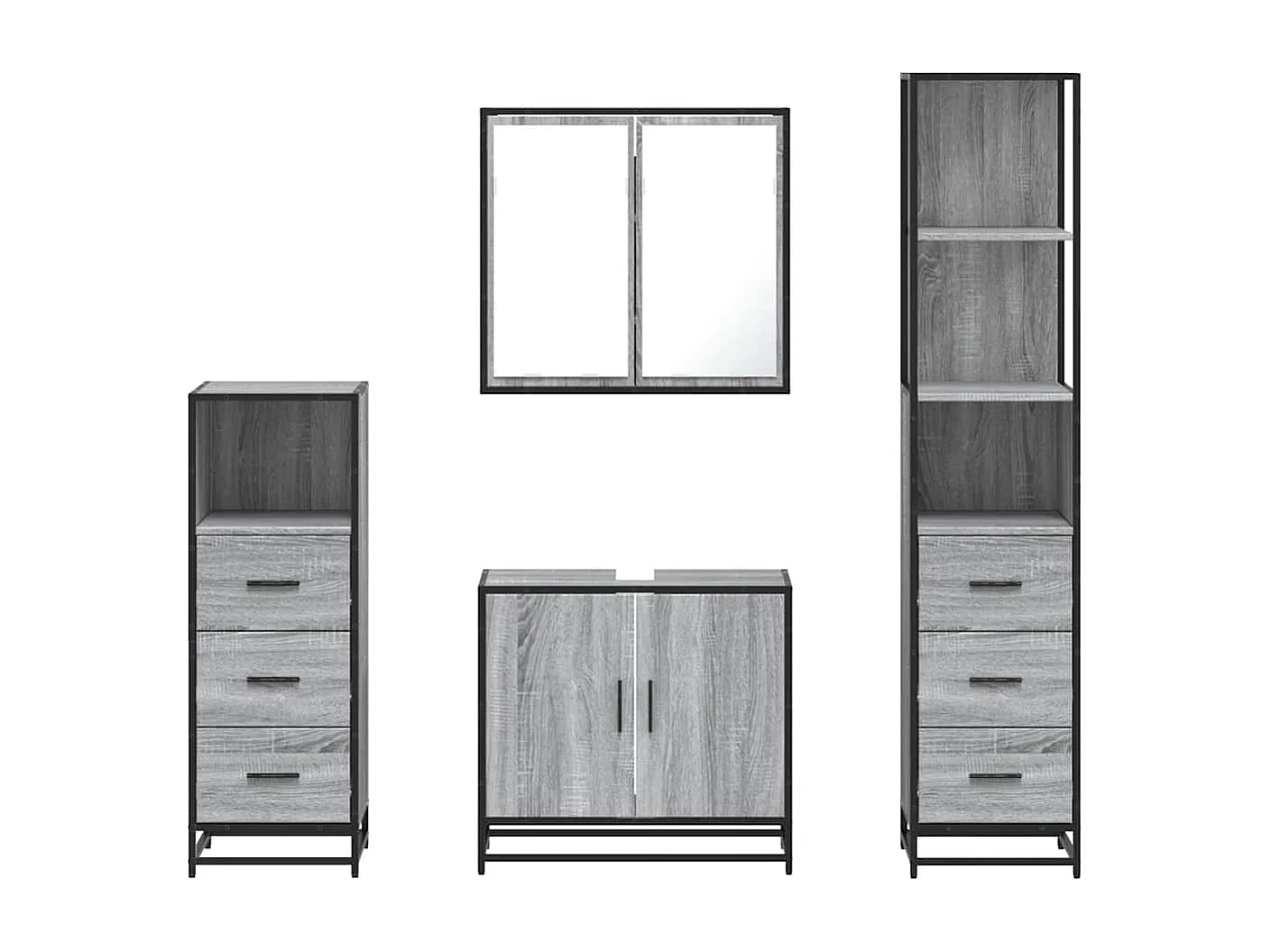 Ensemble de meubles de salle de bain 4 pcs sonoma gris