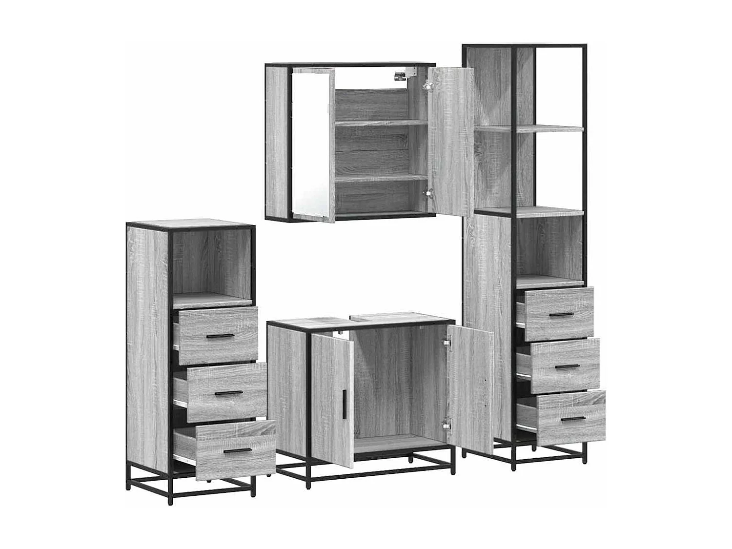 Ensemble de meubles de salle de bain 4 pcs sonoma gris