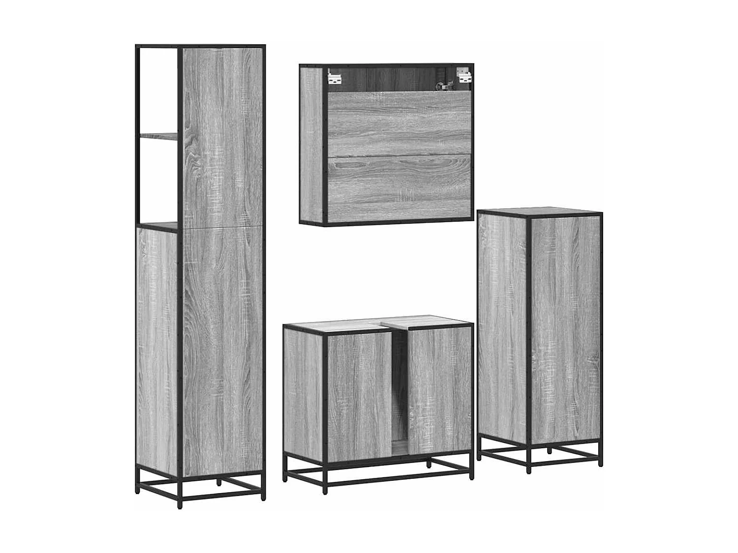 Ensemble de meubles de salle de bain 4 pcs sonoma gris