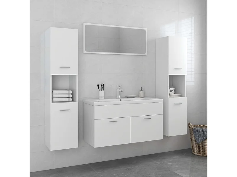 Juego de muebles de baño de madera de ingeniería blanca