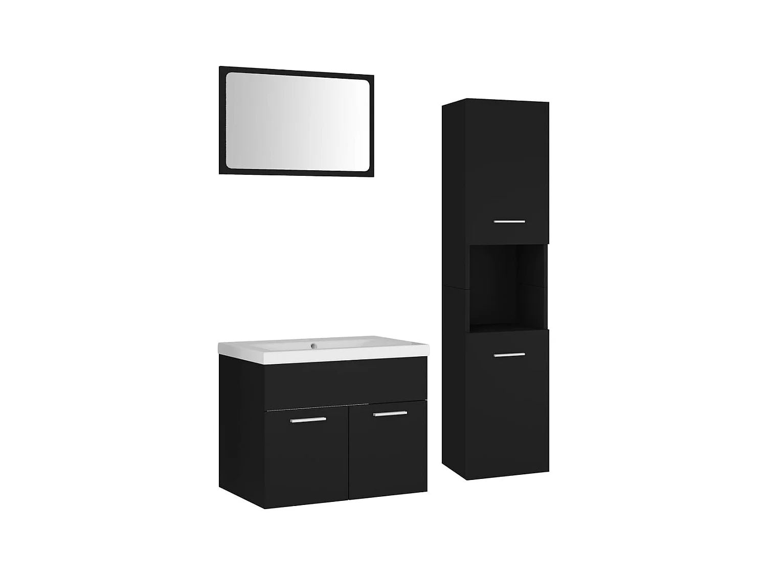 Zwarte spaanplaat badkamermeubelset
