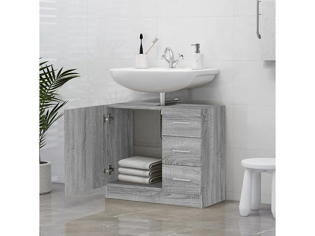 Sonoma Grau Waschbeckenschrank 63x30x54 cm Holzwerkstoff