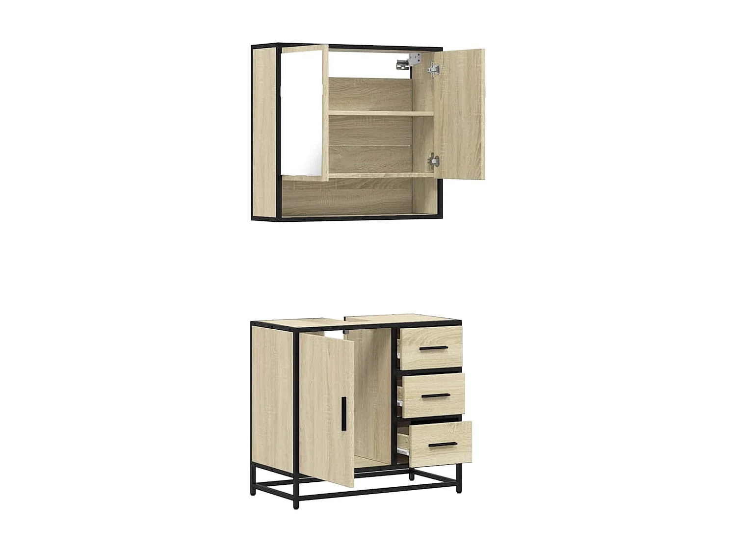 Ensemble de meubles de salle de bain 2 pcs chêne sonoma