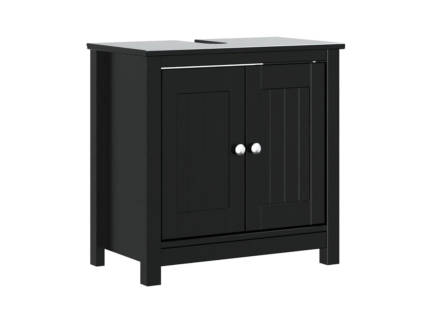 BERG 2-delige badkamermeubelset zwart massief grenenhout