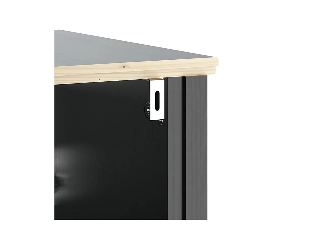 BERG 2-delige badkamermeubelset zwart massief grenenhout