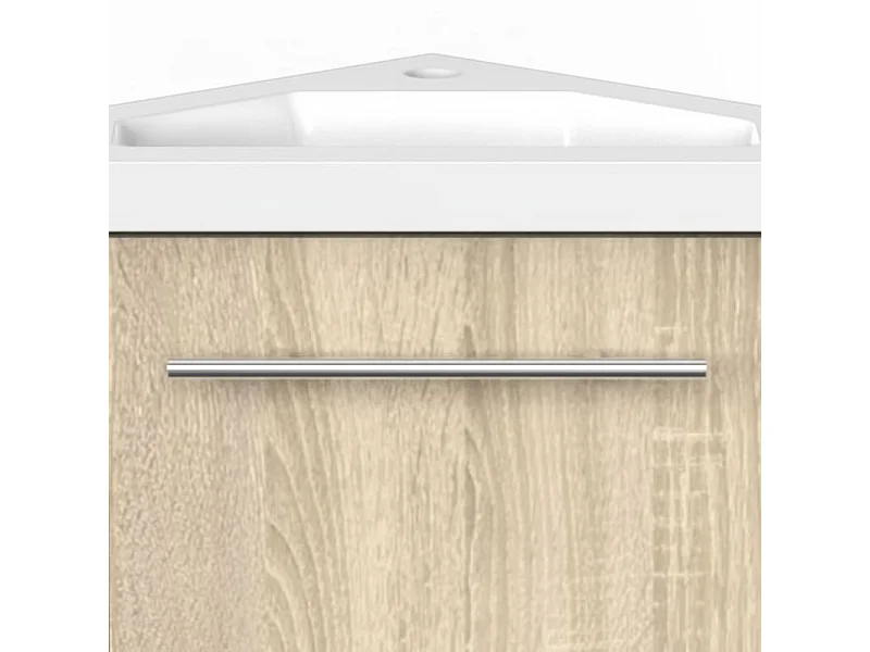 AICA Meuble de coin en pentagone, 39,5x39,5x42cm, avec vasque + une porte, Chêne